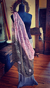 Chocolate and Soft Rosey Pink Dupatta Fabric - purchase as Oracle Cloak, Gossamer Gown, or as is!