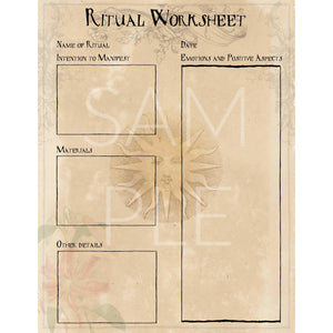 Manifestation Ritual  Worksheet Tracker Digital Download Printable